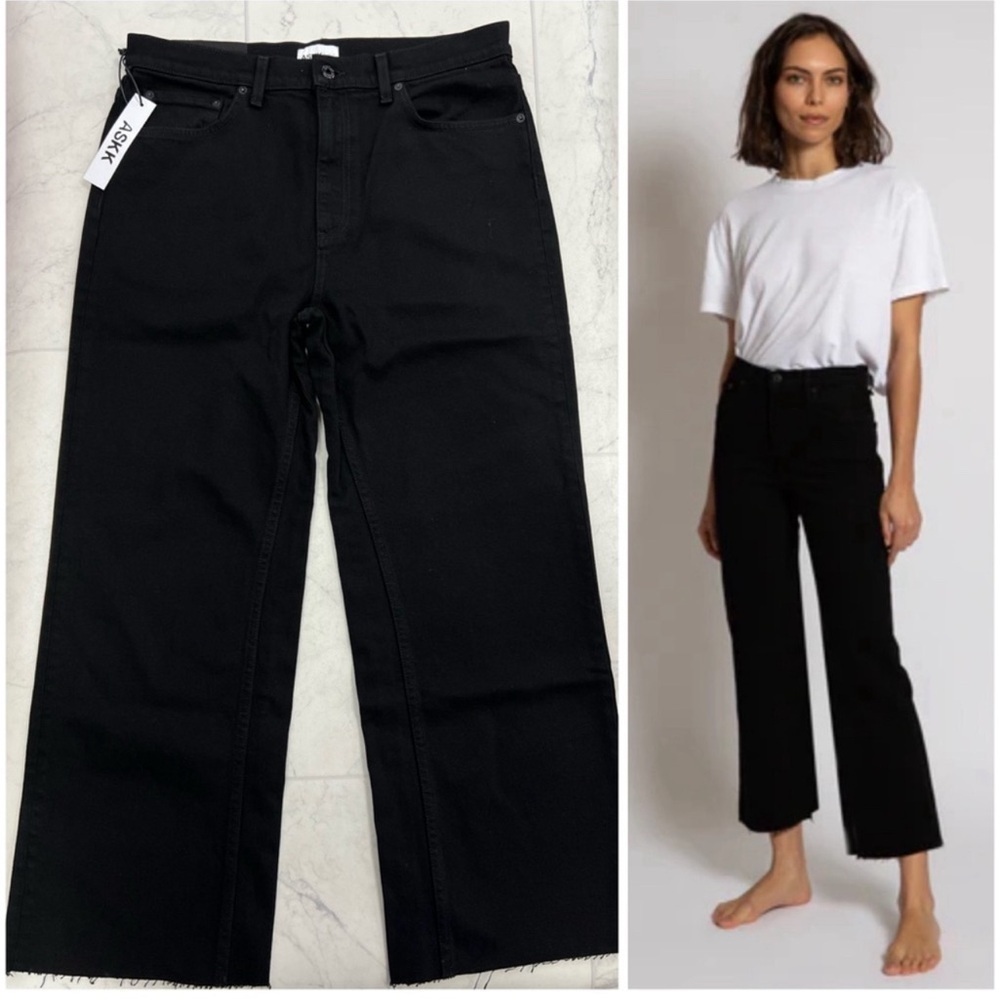 ASKK NY Black Cropped Wide-Leg Jeans